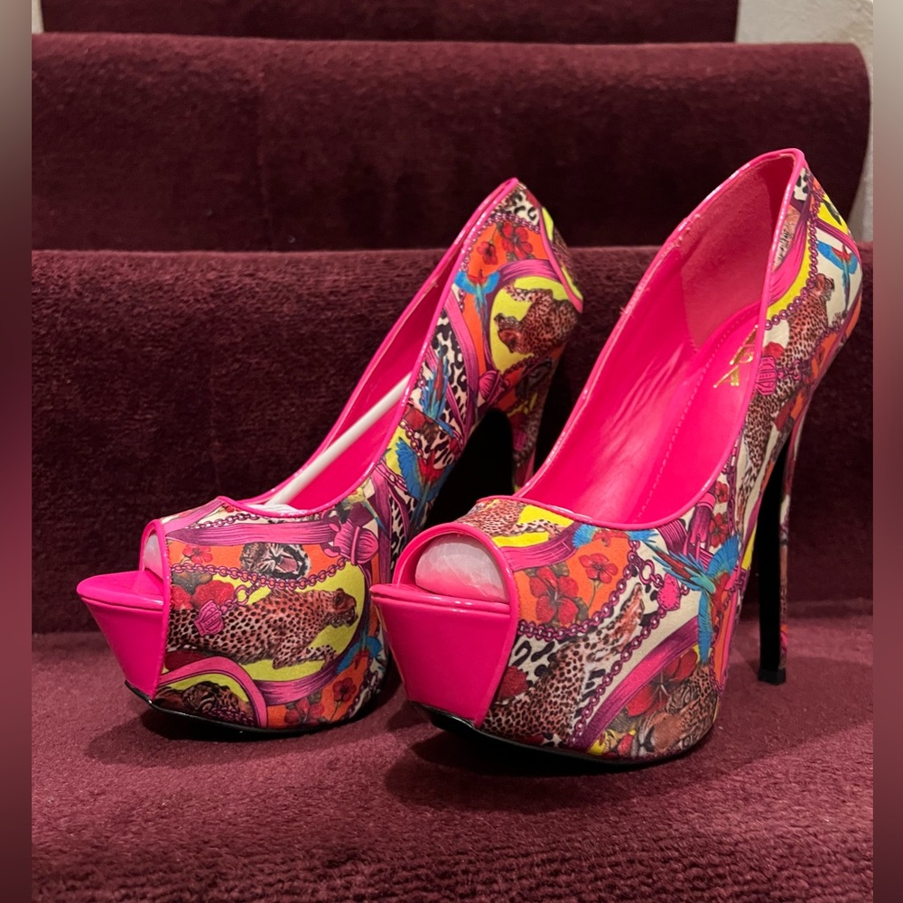 Mystic Fuchsia Peep-Toe Platform Heels